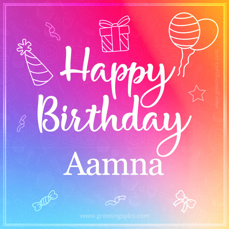 Colorful Happy Birthday Card For Aamna (square shape image)