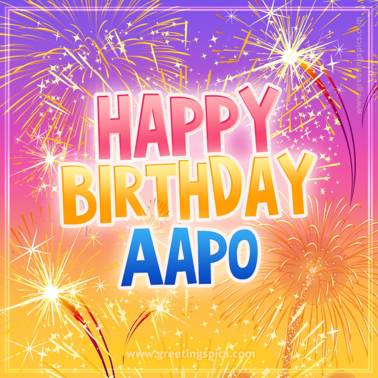 Happy Birthday Aapo Picture with fireworks (square shape image)