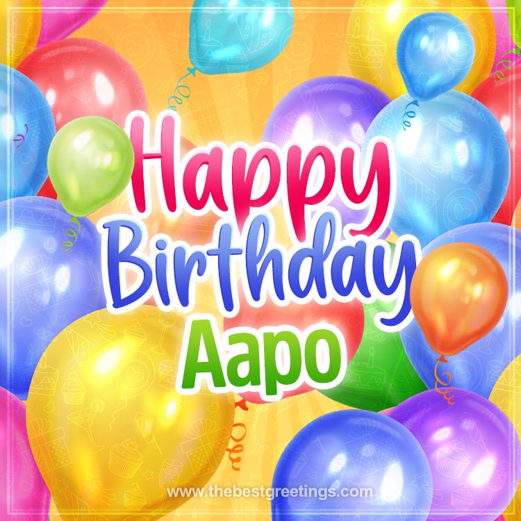 Happy Birthday Aapo Image with colorful balloons (square shape image)