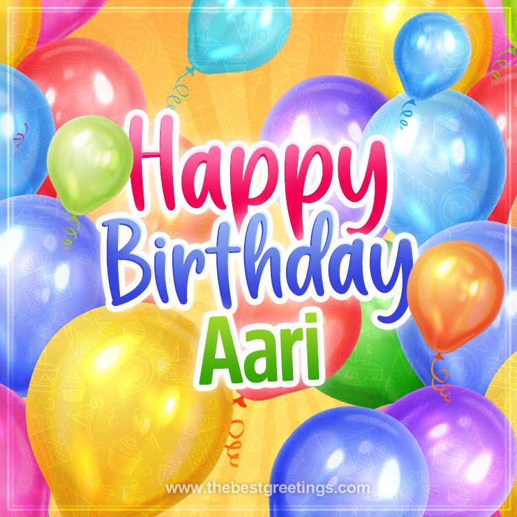 Happy Birthday Aari Image with colorful balloons (square shape image)