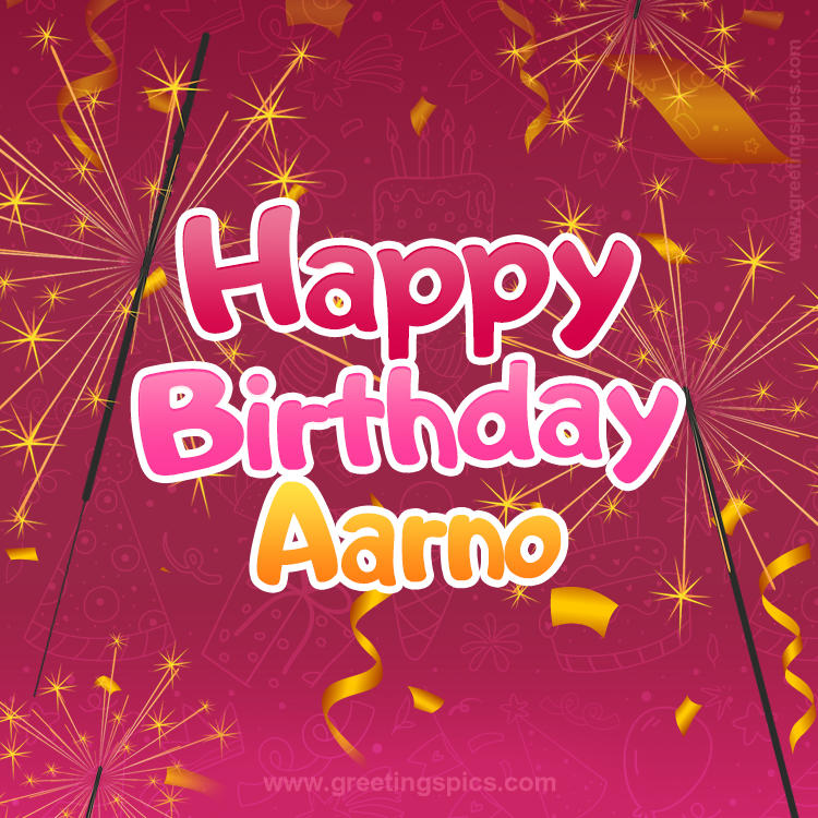 Happy Birthday Aarno Image with sparklers (square shape image)