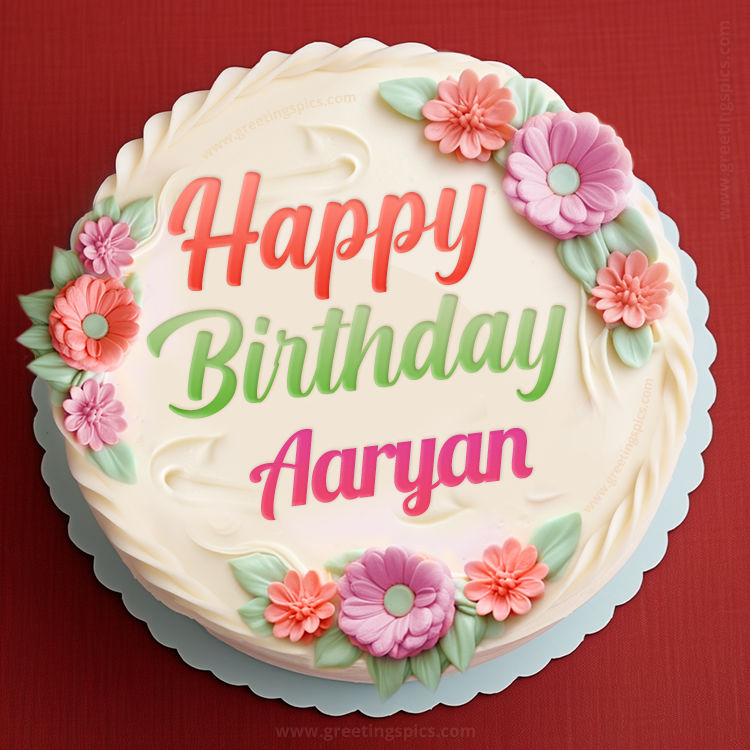 Happy Birthday Aaryan Cake Image With Name (square shape image)