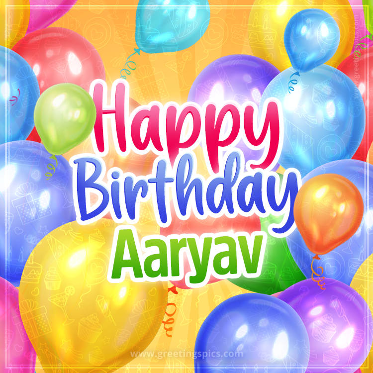 Happy Birthday Aaryav Image with colorful balloons (square shape image)