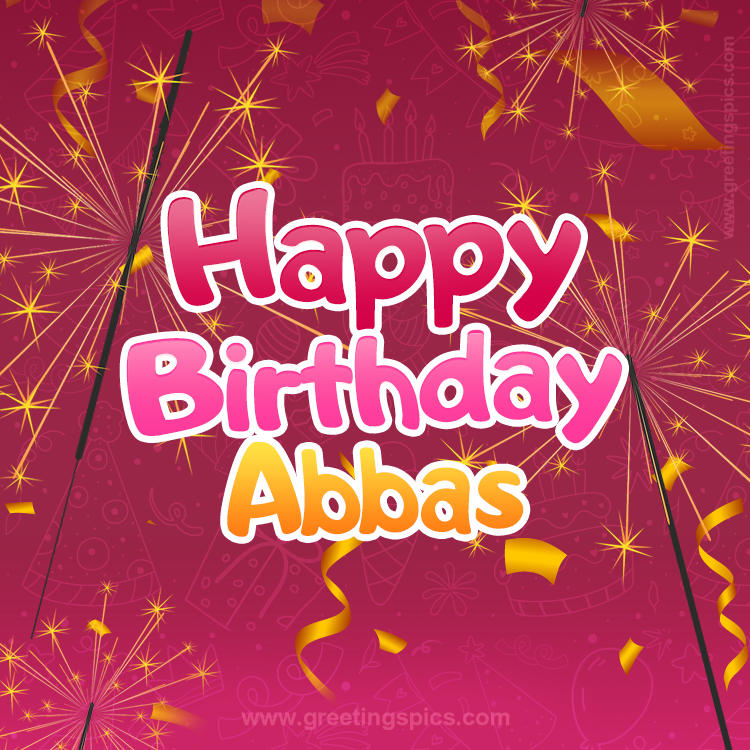 Happy Birthday Abbas Image with sparklers (square shape image)