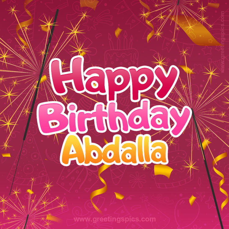 Happy Birthday Abdalla Image with sparklers (square shape image)