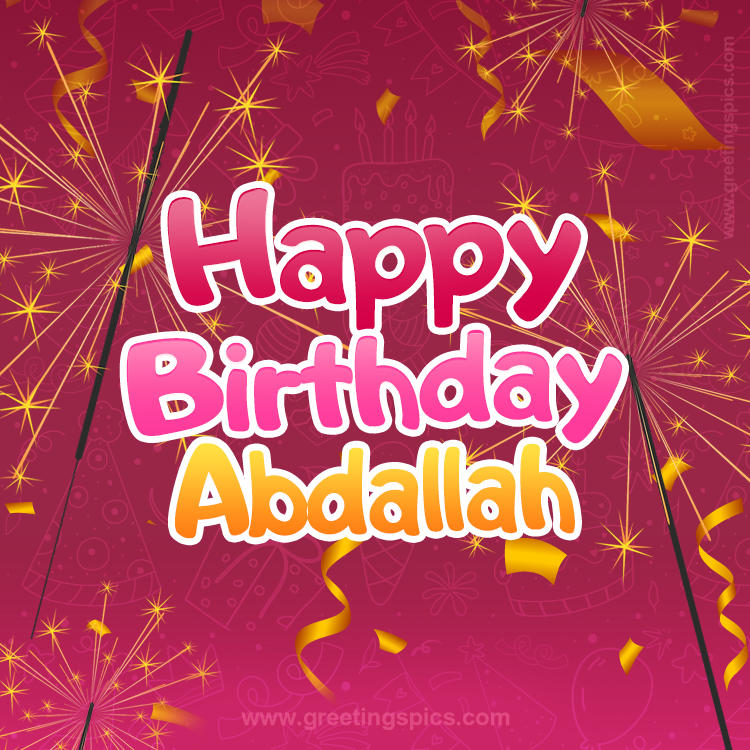 Happy Birthday Abdallah Image with sparklers (square shape image)