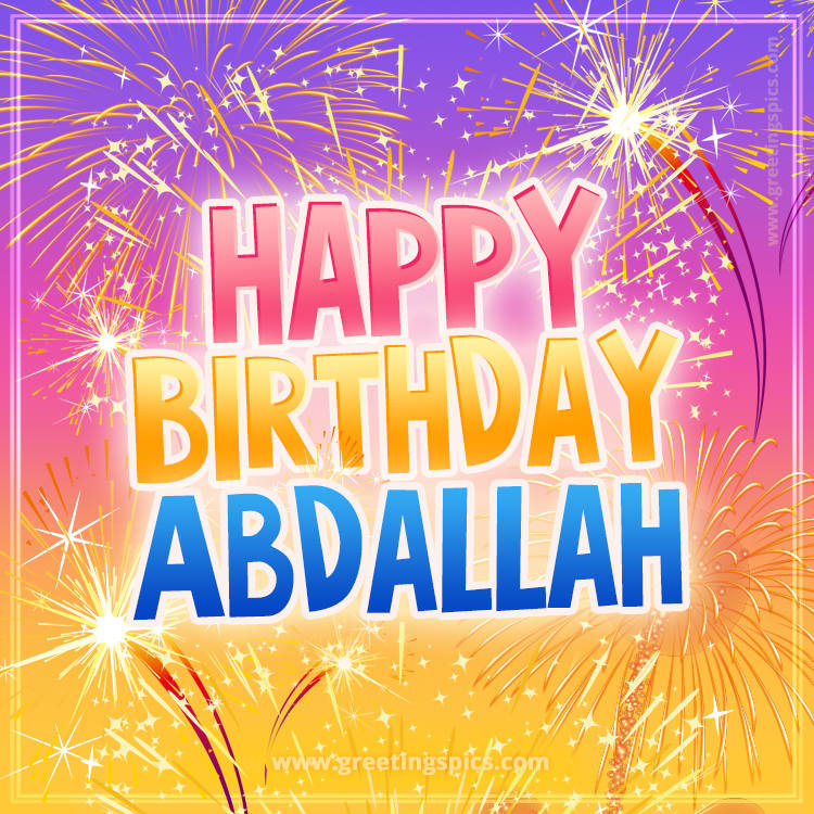 Happy Birthday Abdallah Picture with fireworks (square shape image)