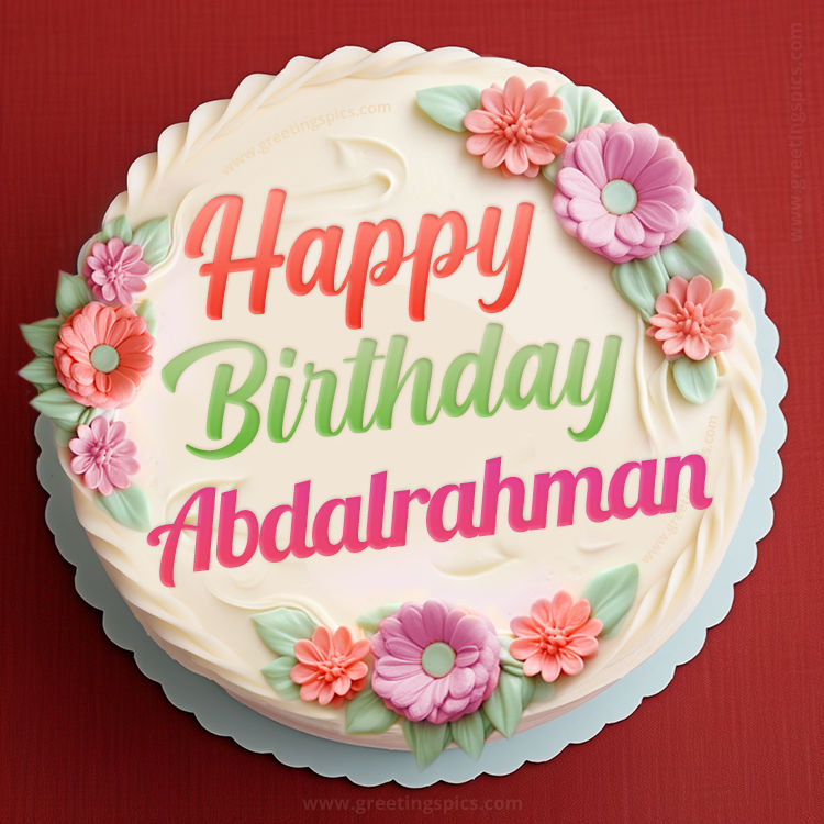 Happy Birthday Abdalrahman Cake Image With Name (square shape image)