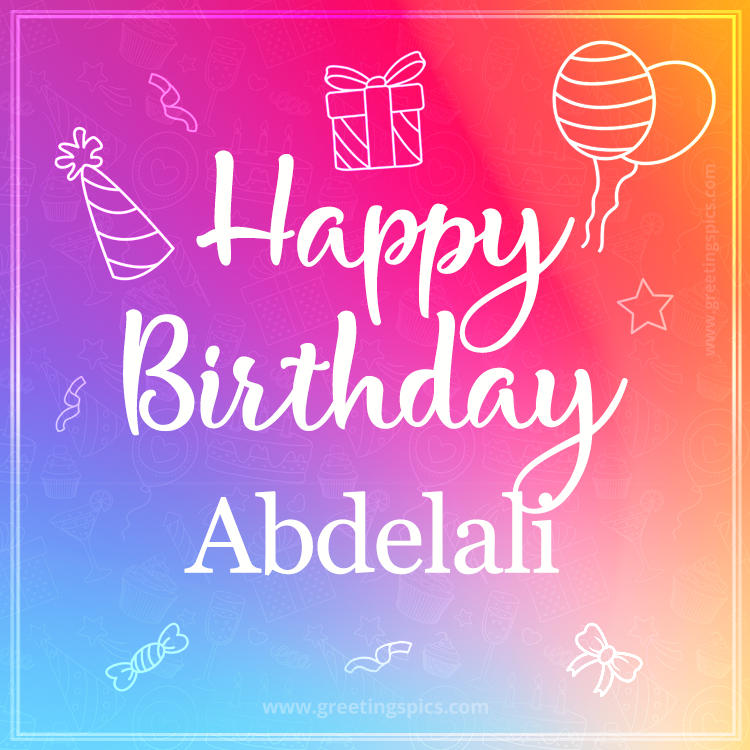 Colorful Happy Birthday Card For Abdelali (square shape image)