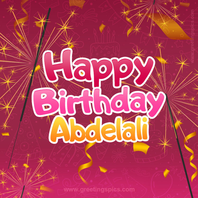 Happy Birthday Abdelali Image with sparklers (square shape image)