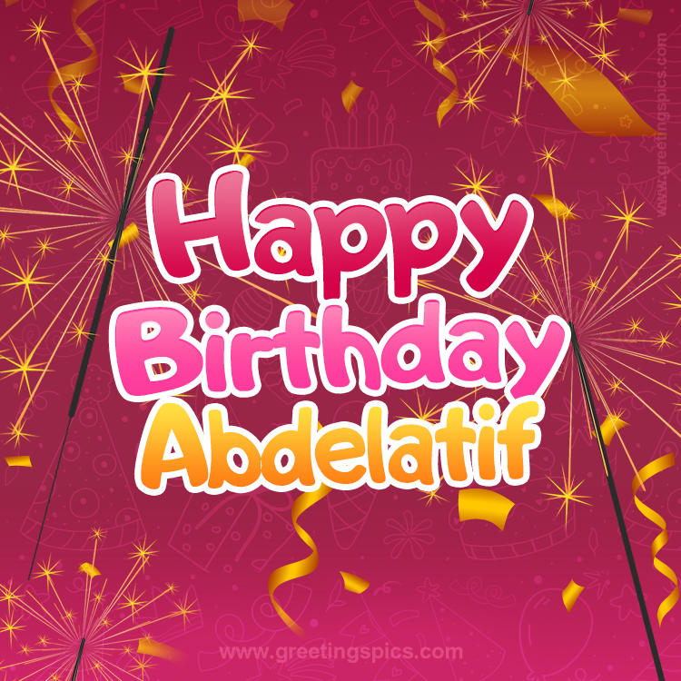 Happy Birthday Abdelatif Image with sparklers (square shape image)