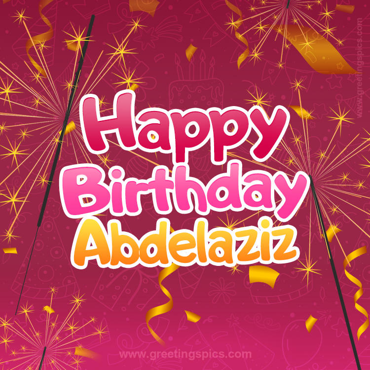 Happy Birthday Abdelaziz Image with sparklers (square shape image)