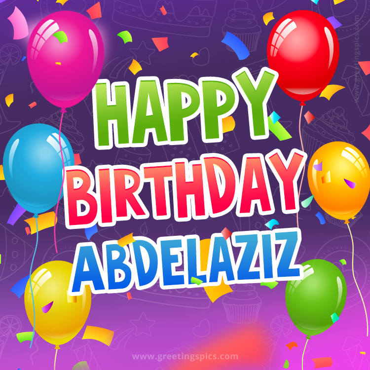 Happy Birthday Abdelaziz Festive Greeting Card (square shape image)