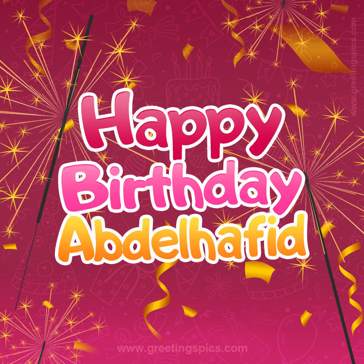 Happy Birthday Abdelhafid Image with sparklers (square shape image)