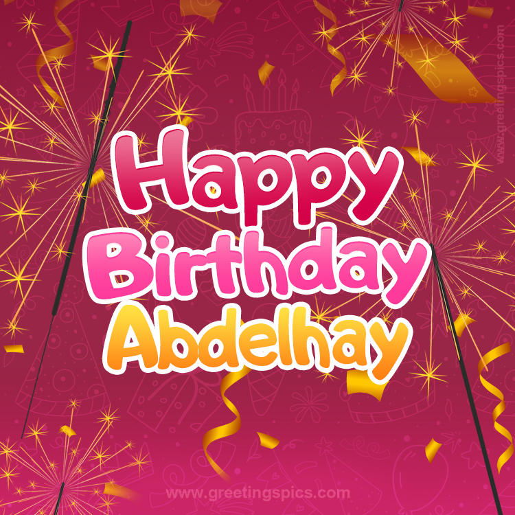 Happy Birthday Abdelhay Image with sparklers (square shape image)