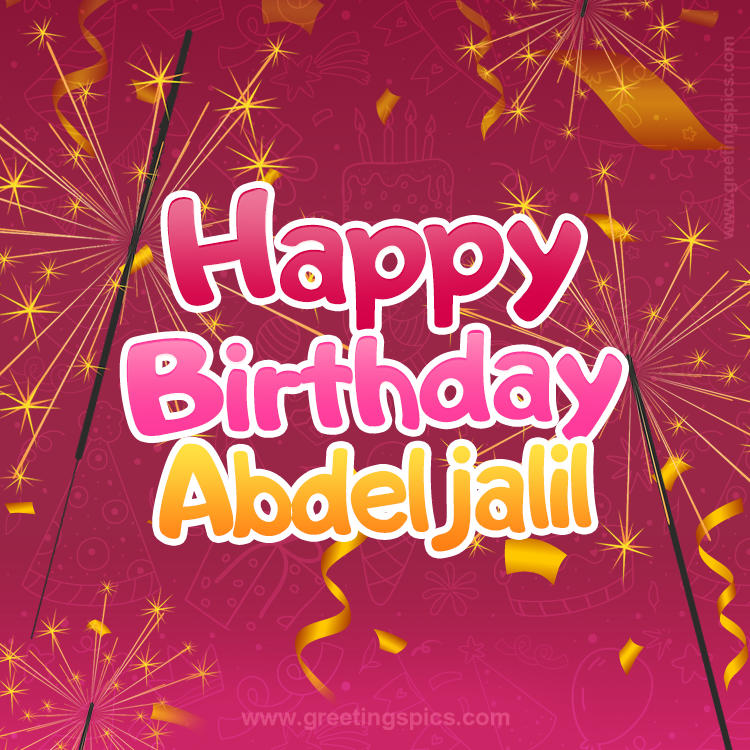 Happy Birthday Abdeljalil Image with sparklers (square shape image)