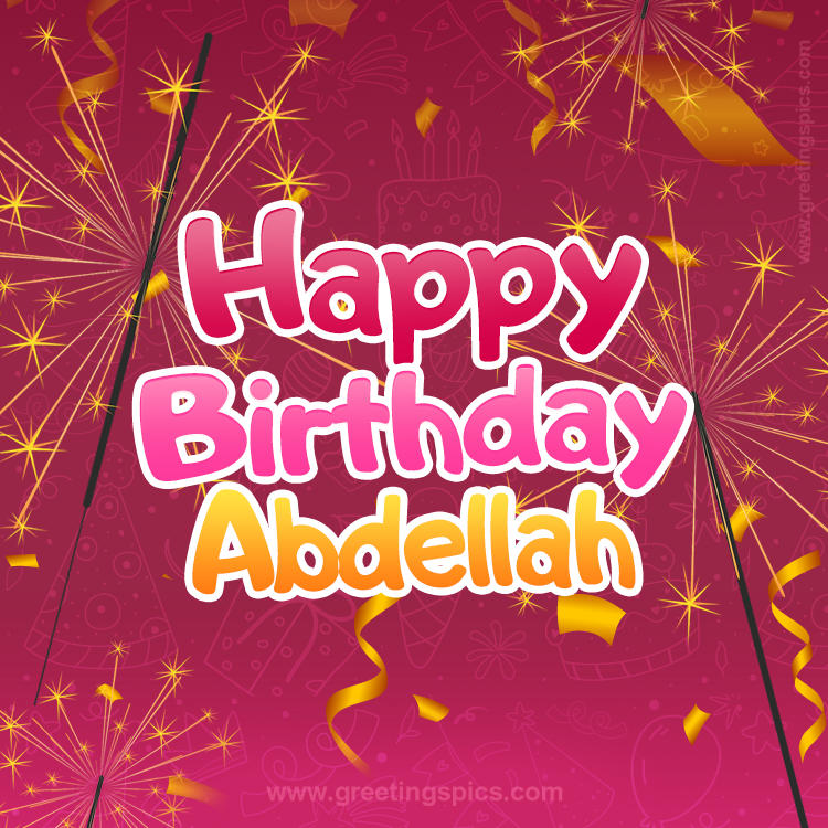 Happy Birthday Abdellah Image with sparklers (square shape image)