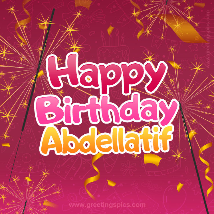 Happy Birthday Abdellatif Image with sparklers (square shape image)