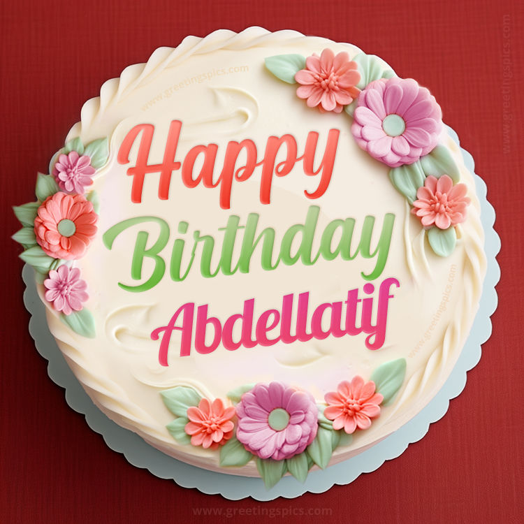 Happy Birthday Abdellatif Cake Image With Name (square shape image)