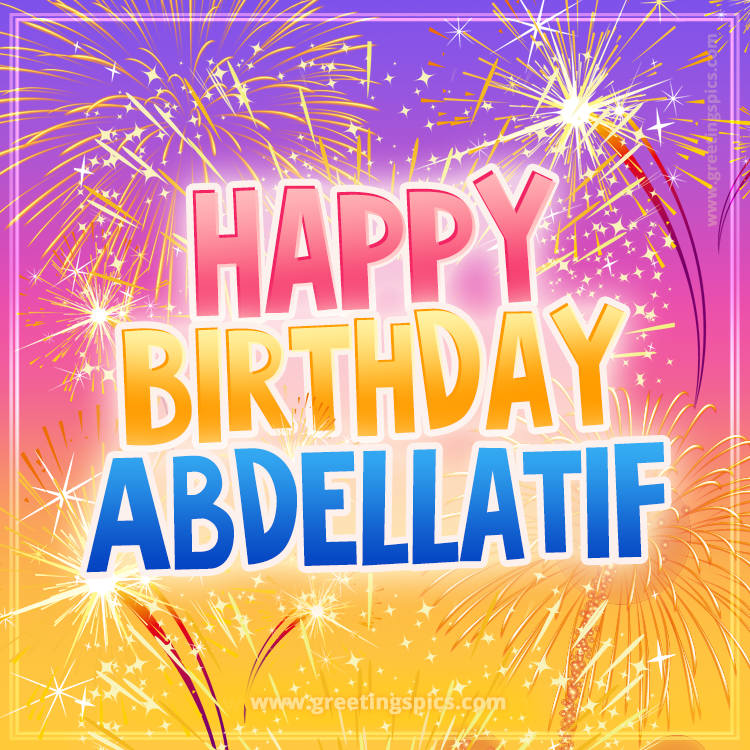 Happy Birthday Abdellatif Picture with fireworks (square shape image)