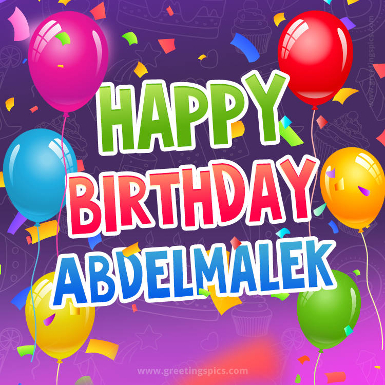 Happy Birthday Abdelmalek Festive Greeting Card (square shape image)