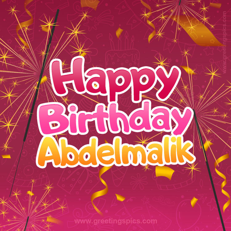 Happy Birthday Abdelmalik Image with sparklers (square shape image)