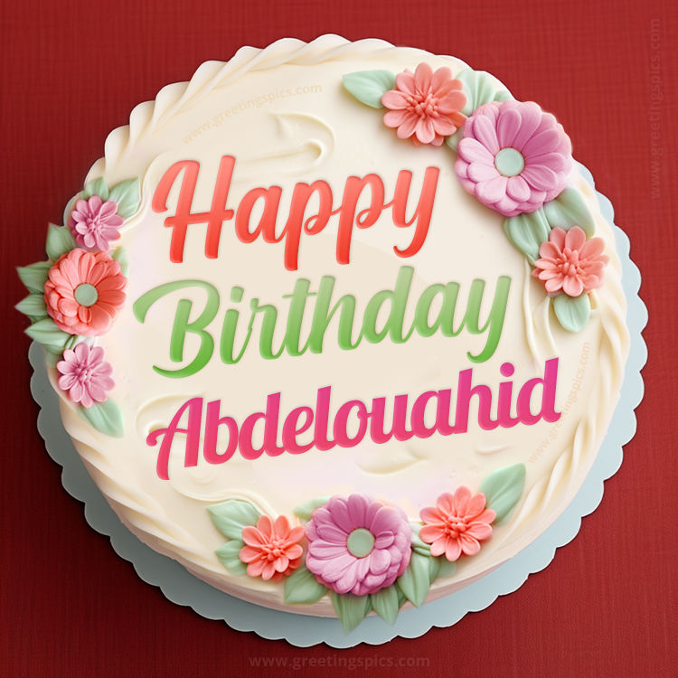 Happy Birthday Abdelouahid Cake Image With Name (square shape image)