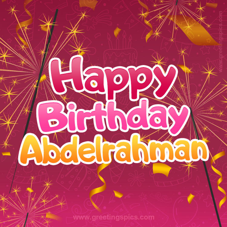 Happy Birthday Abdelrahman Image with sparklers (square shape image)