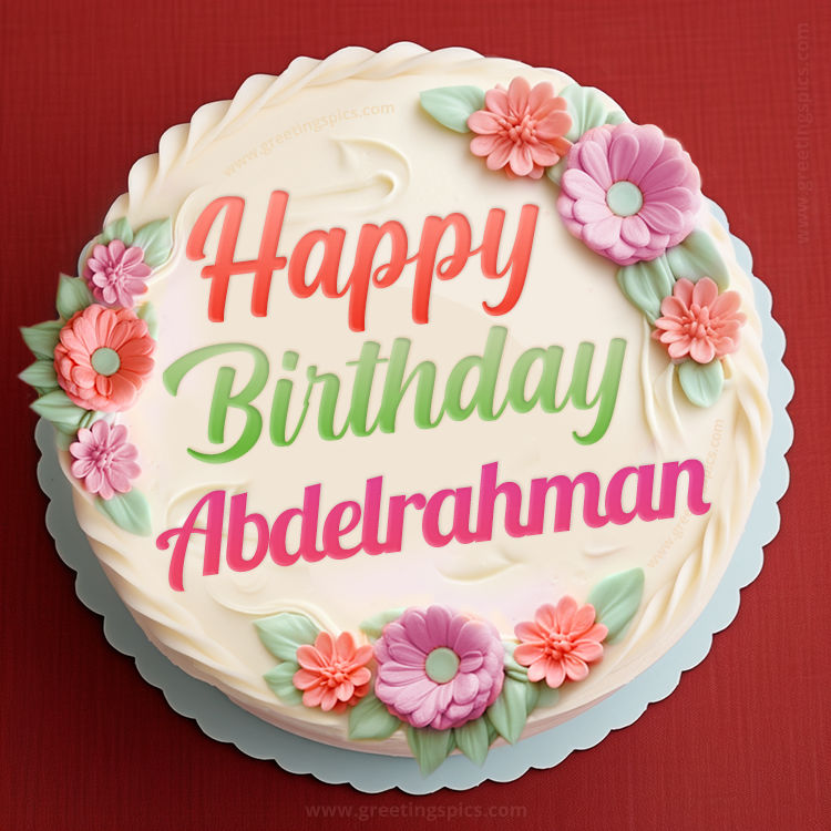 Happy Birthday Abdelrahman Cake Image With Name (square shape image)