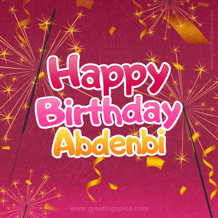 Happy Birthday Abdenbi Image with sparklers (square shape image)