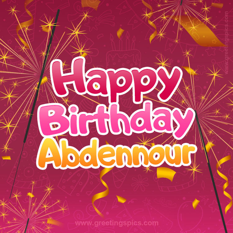 Happy Birthday Abdennour Image with sparklers (square shape image)