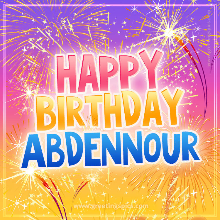 Happy Birthday Abdennour Picture with fireworks (square shape image)