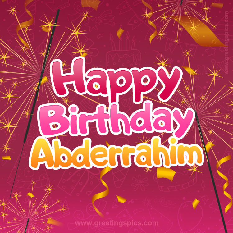 Happy Birthday Abderrahim Image with sparklers (square shape image)