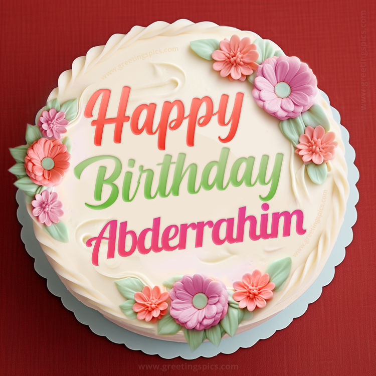 Happy Birthday Abderrahim Cake Image With Name (square shape image)