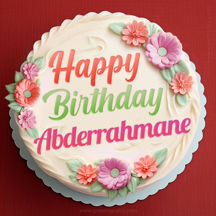 Happy Birthday Abderrahmane Cake Image With Name (square shape image)