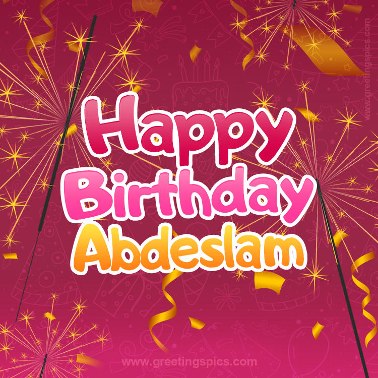 Happy Birthday Abdeslam Image with sparklers (square shape image)