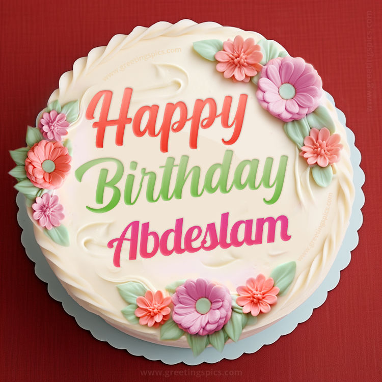 Happy Birthday Abdeslam Cake Image With Name (square shape image)