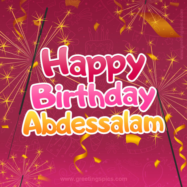 Happy Birthday Abdessalam Image with sparklers (square shape image)