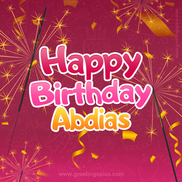 Happy Birthday Abdias Image with sparklers (square shape image)