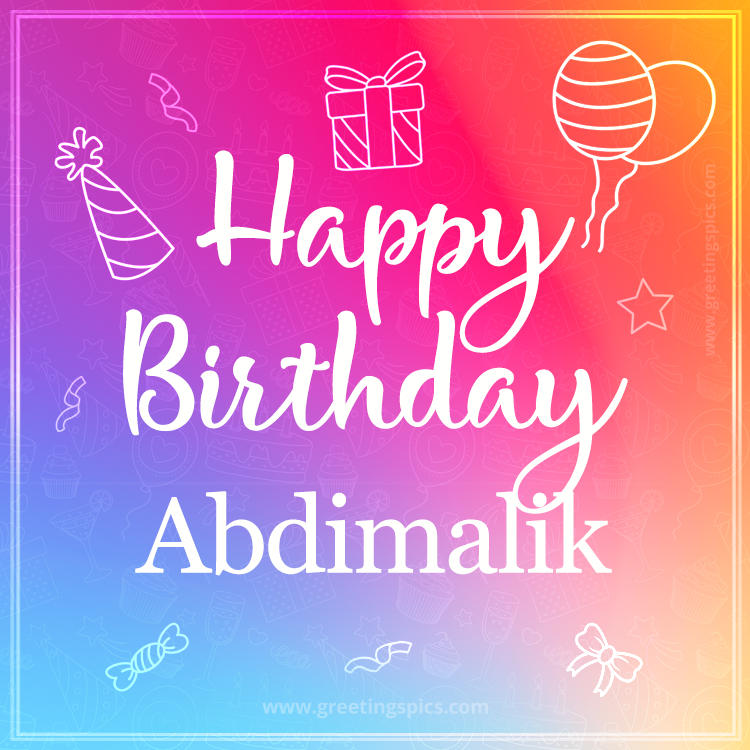 Colorful Happy Birthday Card For Abdimalik (square shape image)