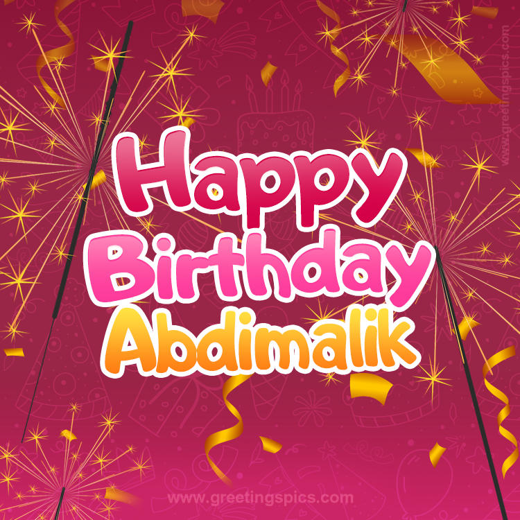 Happy Birthday Abdimalik Image with sparklers (square shape image)