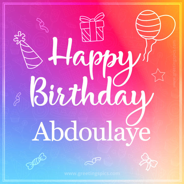 Colorful Happy Birthday Card For Abdoulaye (square shape image)