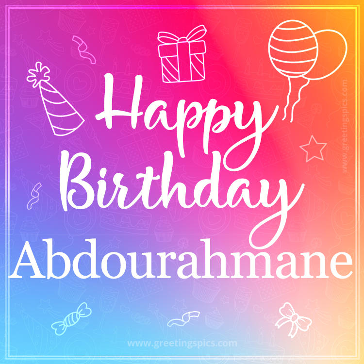 Colorful Happy Birthday Card For Abdourahmane (square shape image)