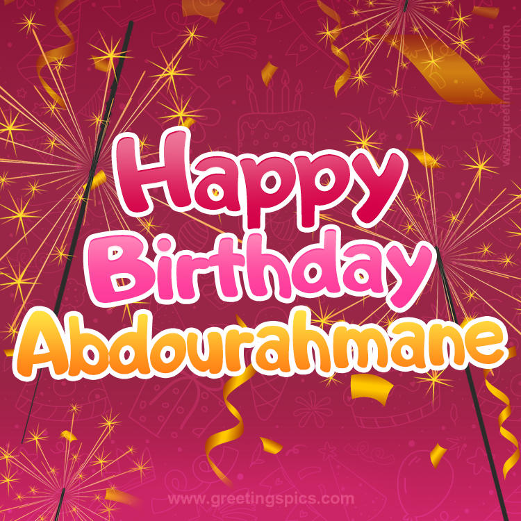 Happy Birthday Abdourahmane Image with sparklers (square shape image)