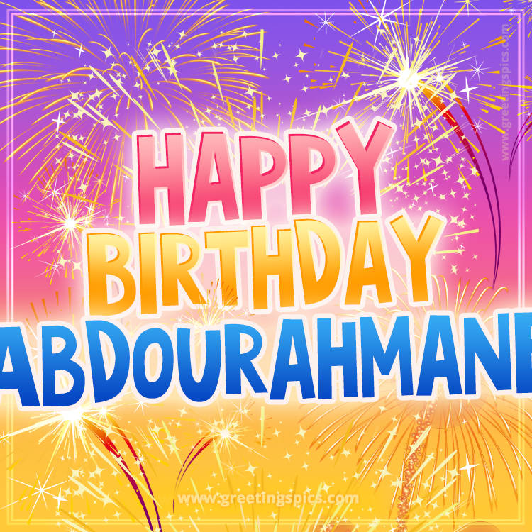 Happy Birthday Abdourahmane Picture with fireworks (square shape image)