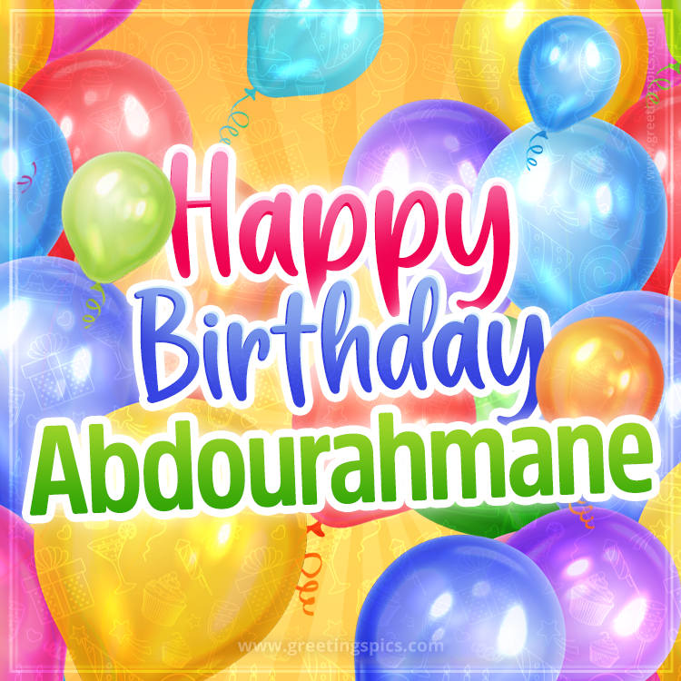 Happy Birthday Abdourahmane Image with colorful balloons (square shape image)