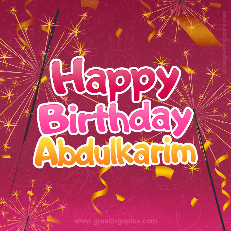 Happy Birthday Abdulkarim Image with sparklers (square shape image)