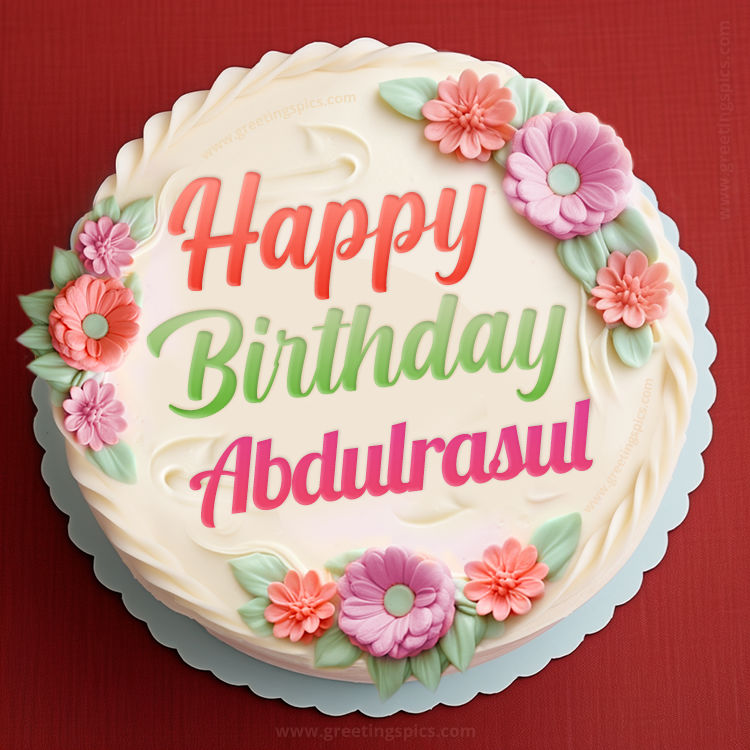 Happy Birthday Abdulrasul Cake Image With Name (square shape image)