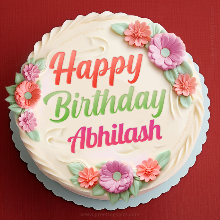 Happy Birthday Abhilash Cake Image With Name (square shape image)