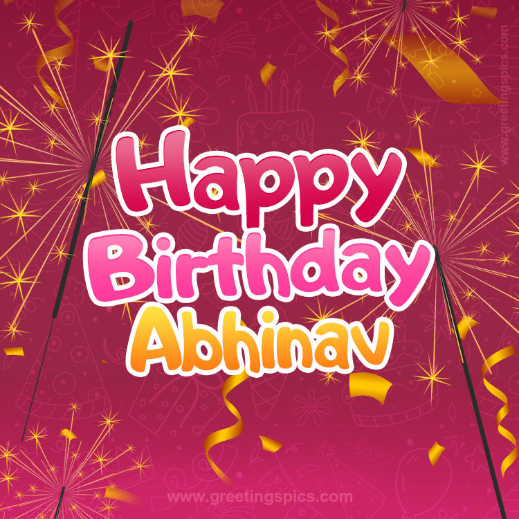 Happy Birthday Abhinav Image with sparklers (square shape image)